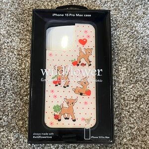 Wildflowers iPhone 15 Pro Max Case - Deer and Hearts Design